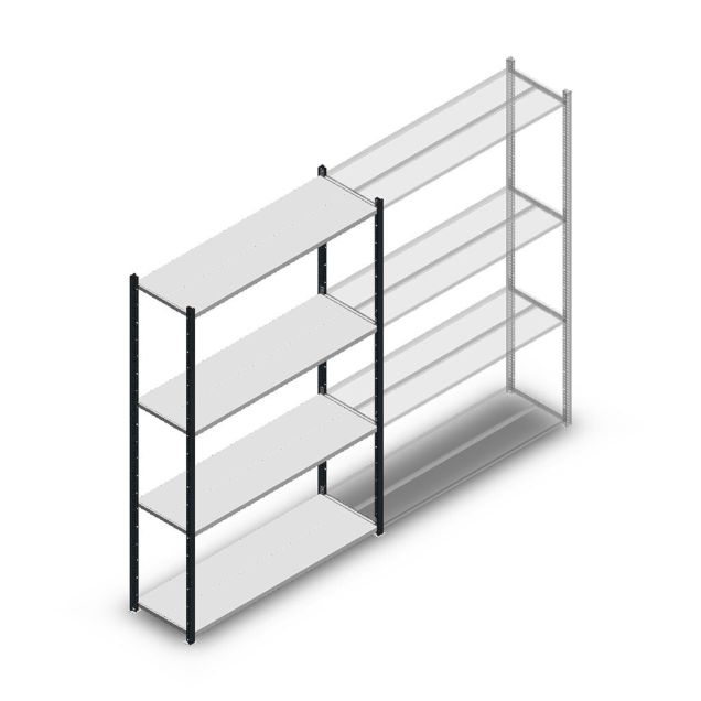 Fachbodenregal Medium Duty 2000x1300x400mm (hxbxt) 4 Ebenen anthrazit Anfangsregal