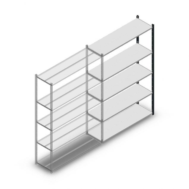 Fachbodenregal Medium Duty 2000x1300x400mm (hxbxt) 5 Ebenen anthrazit Anbauregal