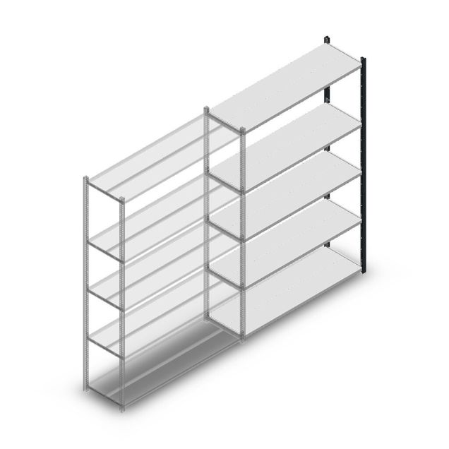 Fachbodenregal Medium Duty 2000x1300x400mm (HxBxT) 5 Ebenen anthrazit Anbauregal