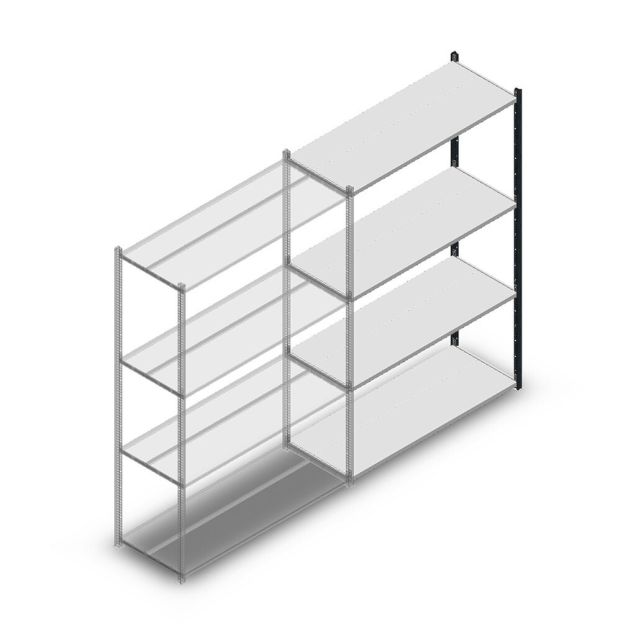 Fachbodenregal Medium Duty 2000x1300x500mm (HxBxT) 4 Ebenen anthrazit Anbauregal