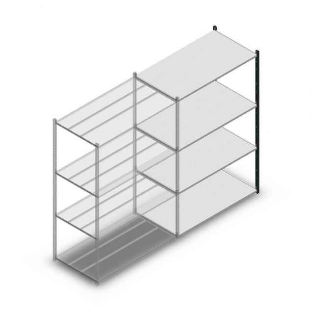 Medium Duty Fachbodenregal 2000x1300x700mm (hxbxt) 4 Ebenen anthrazit Anbauregal