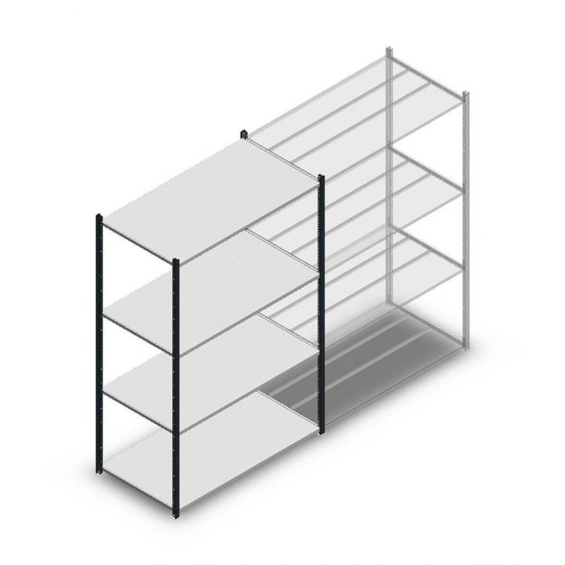 Fachbodenregal Medium Duty 2000x1300x700mm (hxbxt) 4 Ebenen anthrazit Anfangsregal