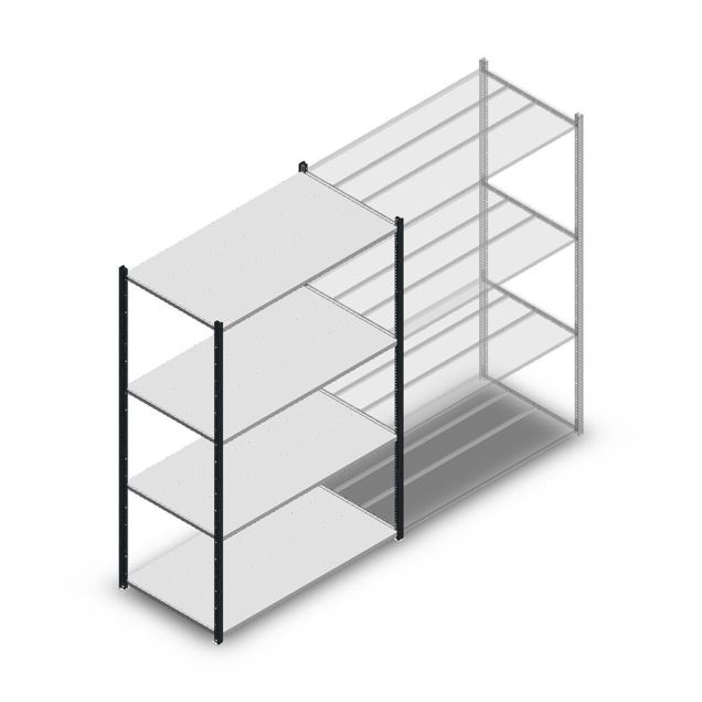 Fachbodenregal Medium Duty 2000x1300x700mm (hxbxt) 4 Ebenen anthrazit Anfangsregal