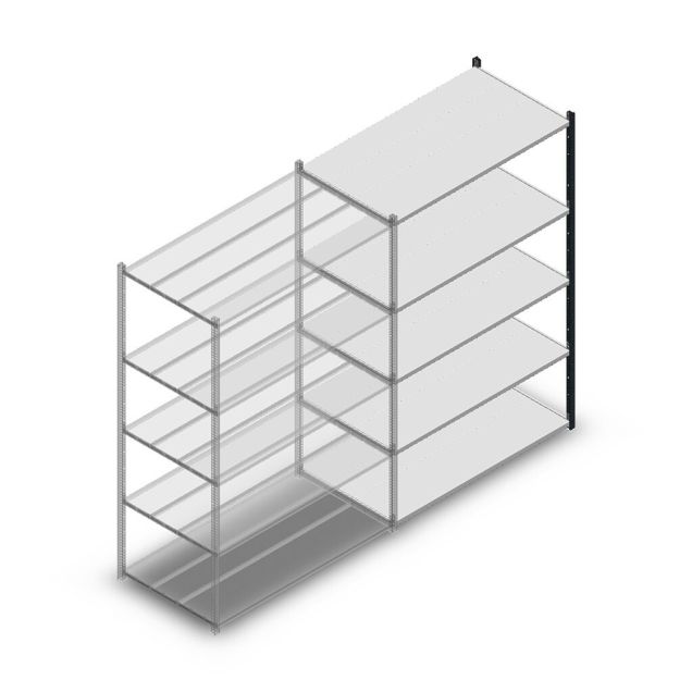 Fachbodenregal Medium Duty 2000x1300x700mm (HxBxT) 5 Ebenen anthrazit Anbauregal