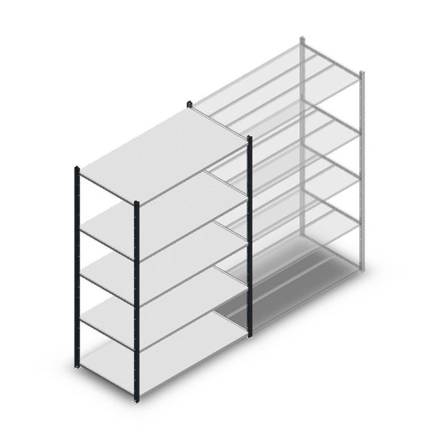 Fachbodenregal Medium Duty 2000x1300x700mm (hxbxt) 5 Ebenen anthrazit Anfangsregal