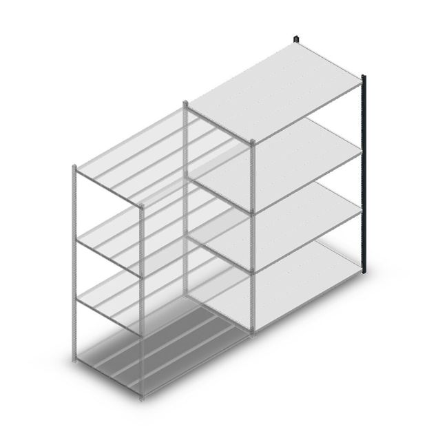 Fachbodenregal Medium Duty 2000x1300x800 mm (HxBxT) 4 Ebenen anthrazit Anbauregal