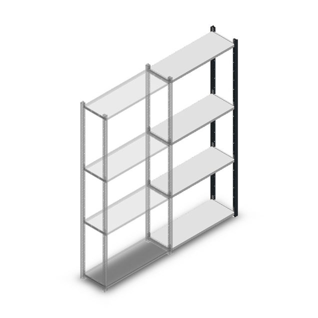 Fachbodenregal Medium Duty 2000x850x300 mm (HxBxT) 4 Ebenen anthrazit Anbauregal