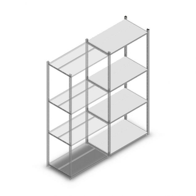 Fachbodenregal Light Duty 2000x850x500mm (hxbxt) 4 Ebenen Anbauregal