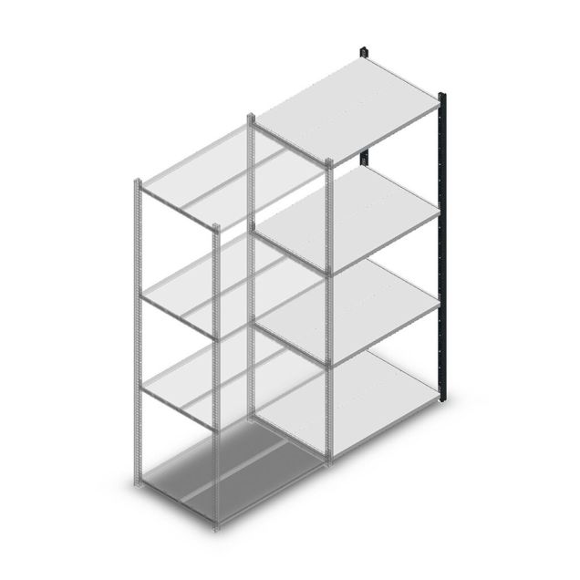Fachbodenregal Medium Duty 2000x850x600 mm (HxBxT) 4 Ebenen anthrazit Anbauregal