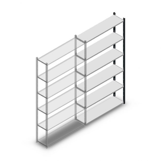 Fachbodenregal Medium Duty 2000x1150x300mm (hxbxt) 6 Ebenen anthrazit Anbauregal