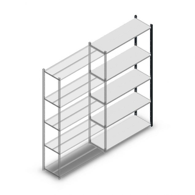 Fachbodenregal Medium Duty 2200x1150x400mm (hxbxt) 5 Ebenen anthrazit Anbauregal