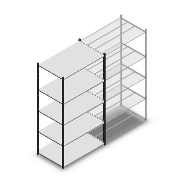 Fachbodenregal Medium Duty 2200x1150x700mm (hxbxt) 5 Ebenen anthrazit Anfangsregal