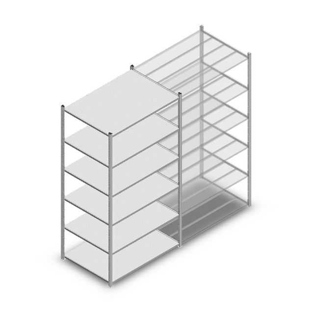 Fachbodenregal Medium Duty 2200x1150x800mm (hxbxt) 6 Ebenen verzinkt Anfangsregal