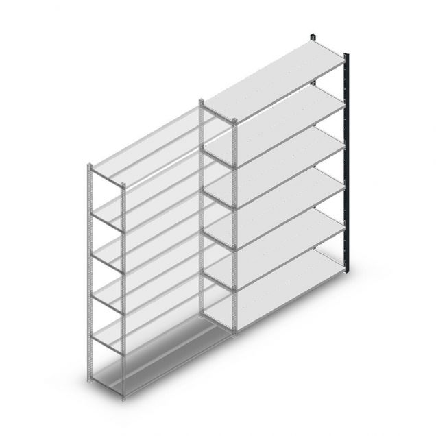 Fachbodenregal Medium Duty 2200x1300x400mm (hxbxt) 6 Ebenen anthrazit Anbauregal