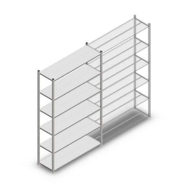 Fachbodenregal Medium Duty 2000x1300x400mm (hxbxt) 6 Ebenen verzinkt Anfangsregal