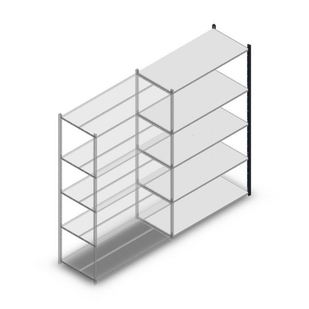 Fachbodenregal Medium Duty 2200x1300x600mm (hxbxt) 5 Ebenen anthrazit Anbauregal