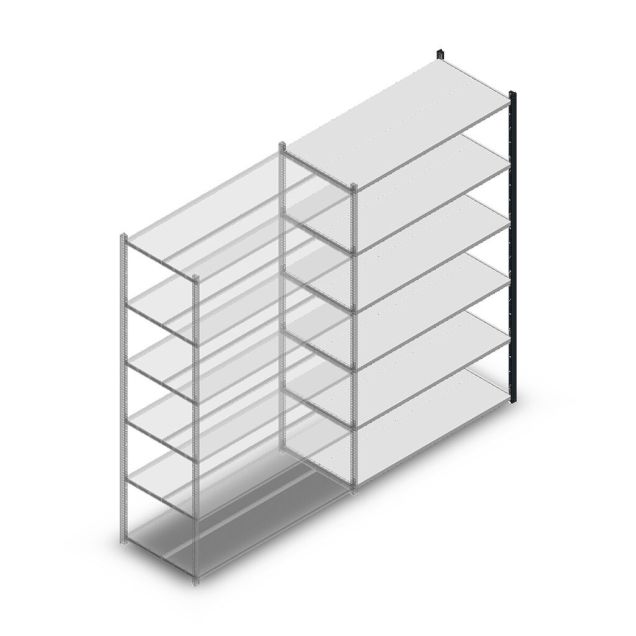 Fachbodenregal Medium Duty 2200x1300x600mm (HxBxT) 6 Ebenen anthrazit Anbauregal