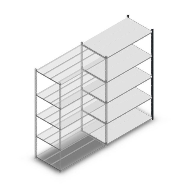 Fachbodenregal Medium Duty 2200x1300x700 mm (HxBxT) 5 Ebenen anthrazit Anbauregal