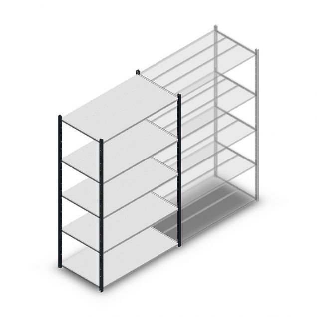 Fachbodenregal Medium Duty 2200x1300x700mm (hxbxt) 5 Ebenen anthrazit Anfangsregal