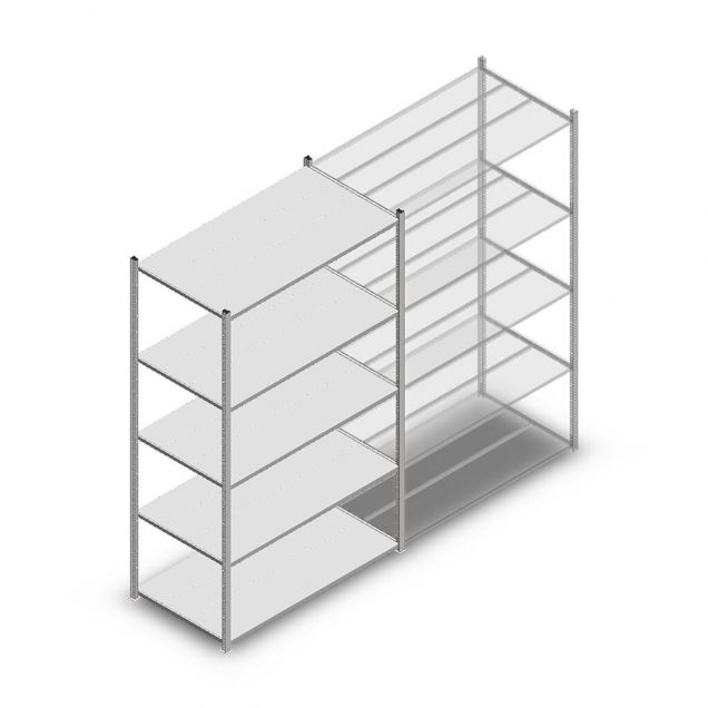 Fachbodenregal Medium Duty 2200x1300x700mm (hxbxt) 5 Ebenen verzinkt Anfangsregal