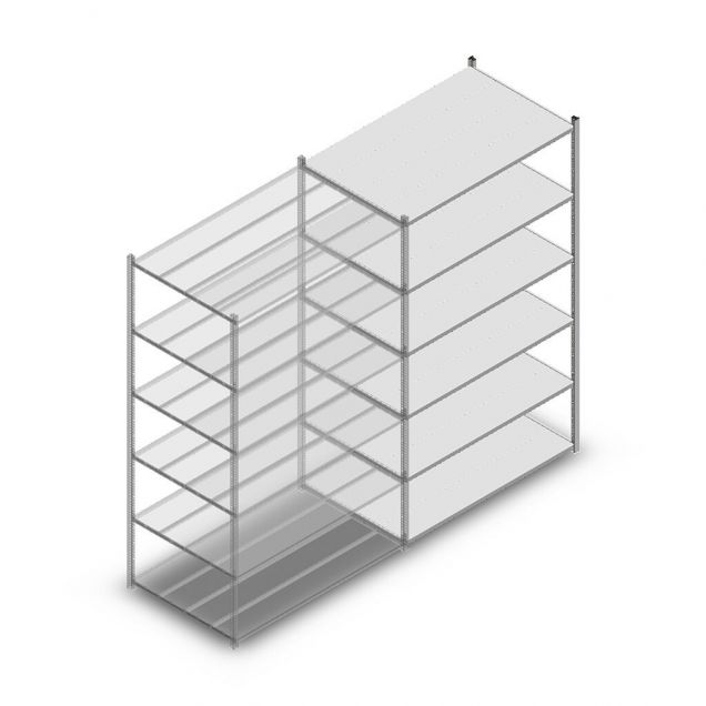 Fachbodenregal Medium Duty 2000x1300x800mm (hxbxt) 6 Ebenen verzinkt Anbauregal