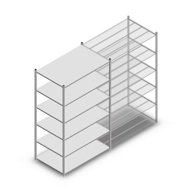 Fachbodenregal Medium Duty 2000x1300x800mm (hxbxt) 6 Ebenen verzinkt Anfangsregal