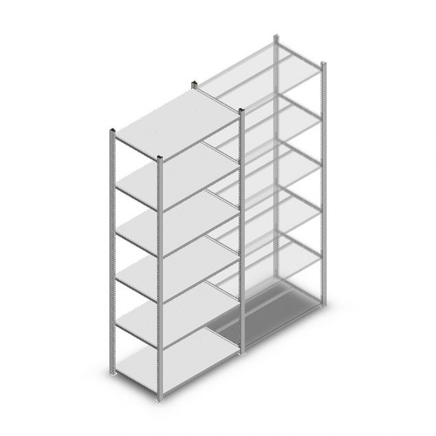 Fachbodenregal Medium Duty 2200x850x500mm (hxbxt) 6 Ebenen verzinkt Anfangsregal