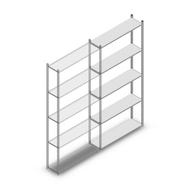 Fachbodenregal Medium Duty 2500x1150x300mm (hxbxt) 5 Ebenen verzinkt Anbauregal