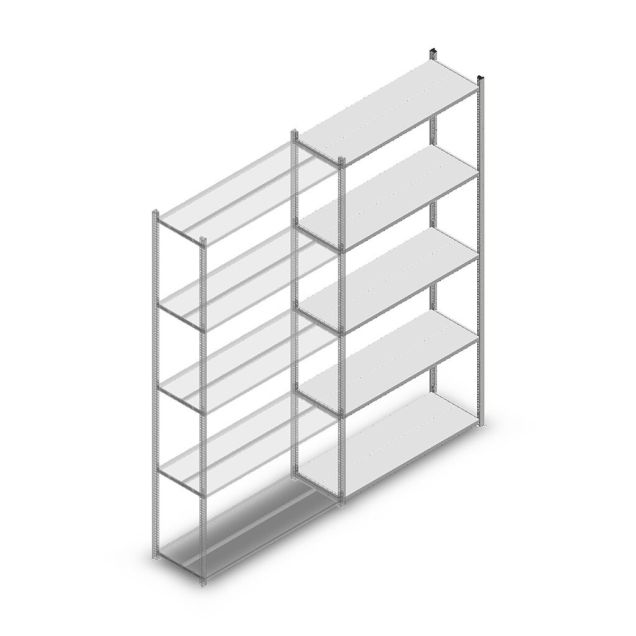 Fachbodenregal Medium Duty 2500x1150x400mm (HxBxT) 5 Ebenen verzinkt Anbauregal