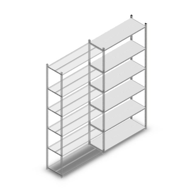 Fachbodenregal Medium Duty 3000x1150x400 mm (HxBxT) 6 Ebenen verzinkt Anbauregal