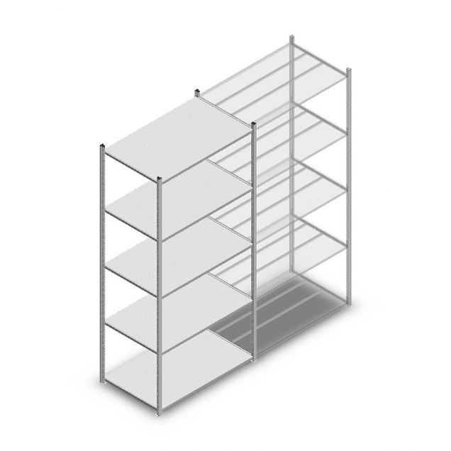 Fachbodenregal Medium Duty 2500x1150x700mm (hxbxt) 5 Ebenen verzinkt Anfangsregal