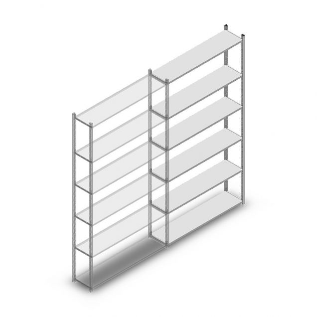Fachbodenregal Medium Duty 3000x1300x300mm (hxbxt) 6 Ebenen verzinkt Anbauregal