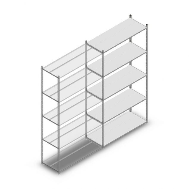 Fachbodenregal Medium Duty 2500x1300x500mm (hxbxt) 5 Ebenen verzinkt Anbauregal
