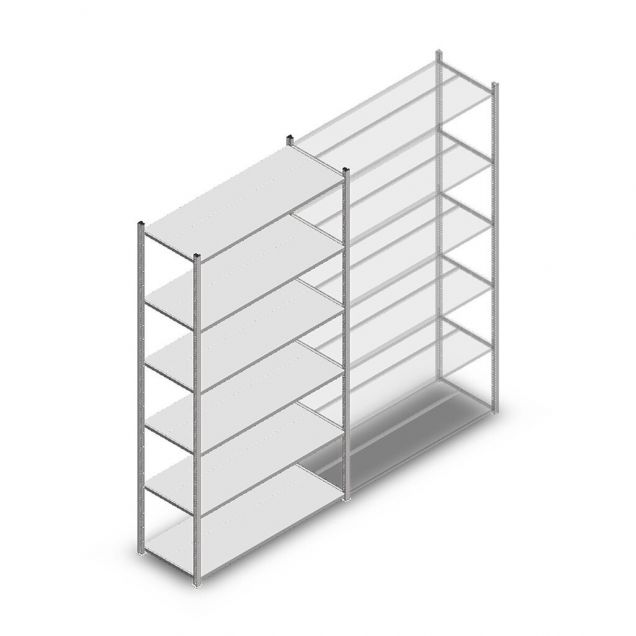 Fachbodenregal Medium Duty 3000x1300x500mm (hxbxt) 6 Ebenen verzinkt Anfangsregal