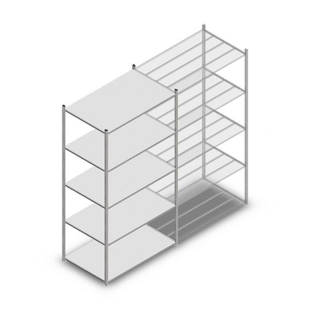 Fachbodenregal Medium Duty 2500x1300x800mm (hxbxt) 5 Ebenen verzinkt Anfangsregal