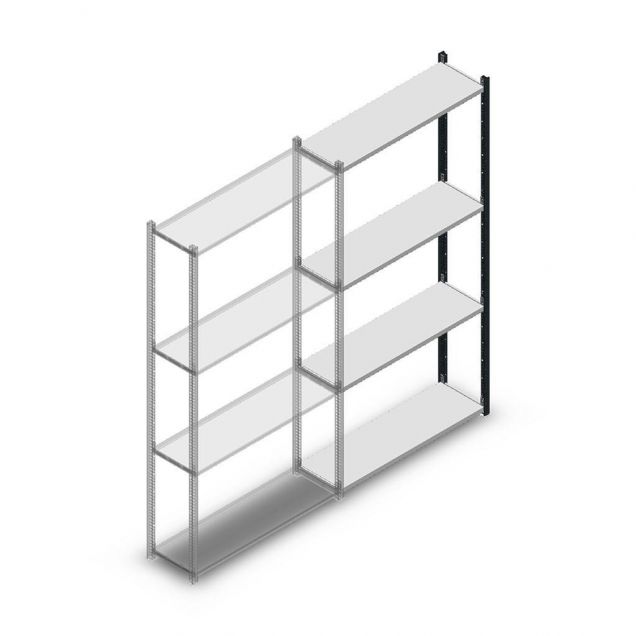 Fachbodenregal Medium Duty 2000x1000x300 mm (hxbxt) 4 Ebenen anthrazit Anbauregal