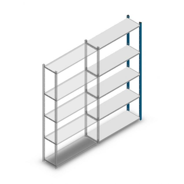 Fachbodenregal Medium Duty 2000x1000x300 mm (hxbxt) 5 Ebenen blau Anbauregal