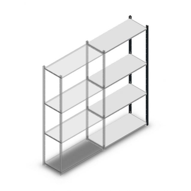 Fachbodenregal Medium Duty 2000x1000x400 mm (hxbxt) 4 Ebenen anthrazit Anbauregal
