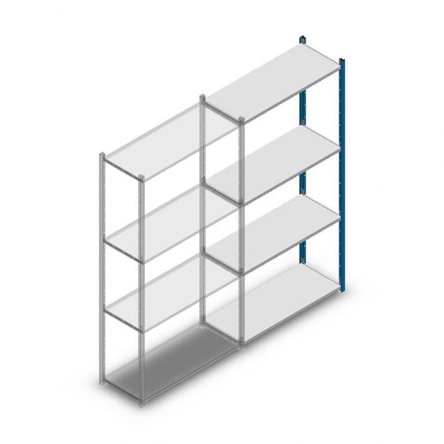 Fachbodenregal Medium Duty 2000x1000x400 mm (hxbxt) 4 Ebenen blau Anbauregal