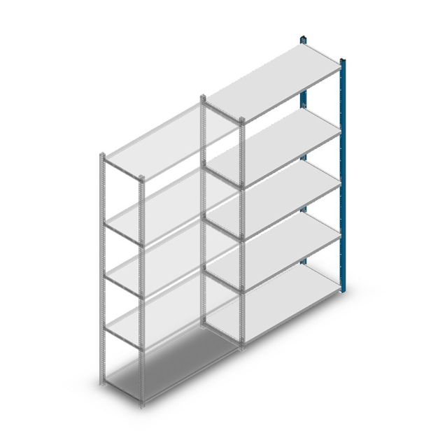 Fachbodenregal Medium Duty 2000x1000x400 mm (HxBxT) 5 Ebenen blau Anbauregal