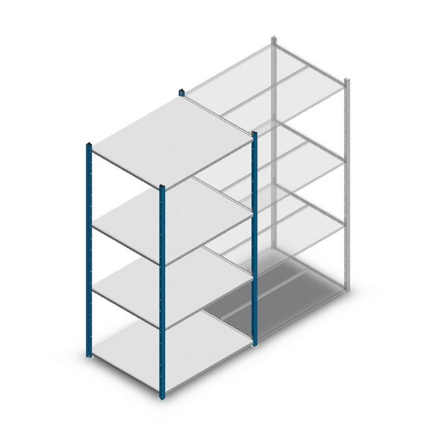Fachbodenregal Medium Duty 2000x1000x800 mm (hxbxt) 4 Ebenen blau Anfangsregal