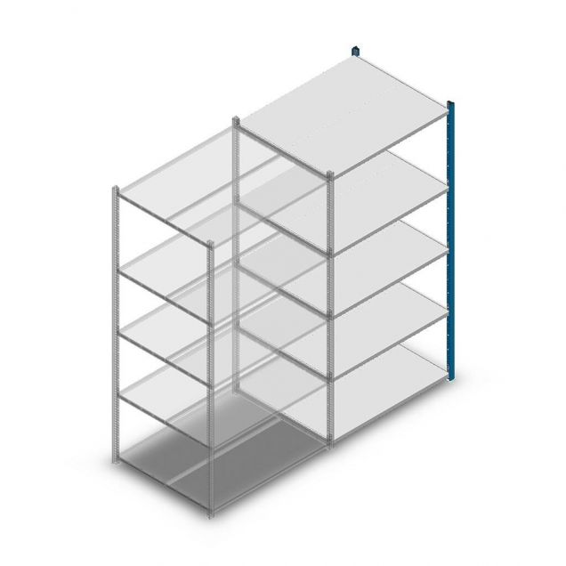 Fachbodenregal Medium Duty 2000x1000x800 mm (hxbxt) 5 Ebenen blau Anbauregal