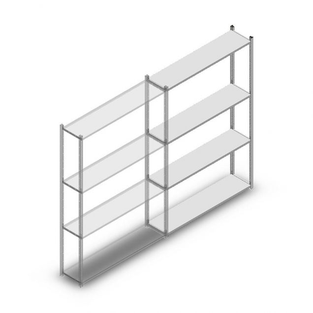 Medium Duty Fachbodenregal 2000x1300x300 mm (hxbxt) 4 Ebenen verzinktes Anbauregal