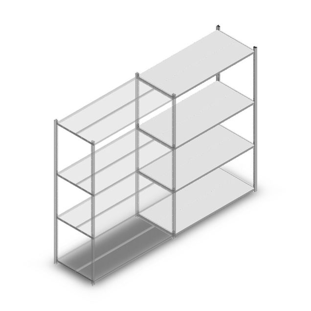 Fachbodenregal Medium Duty 2000x1300x600 mm (HxBxT) 4 Ebenen verzinkt Anbauregal