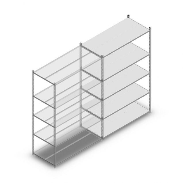 Fachbodenregal Medium Duty 2000x1300x600 mm (hxbxt) 5 Ebenen verzinkt Anbauregal