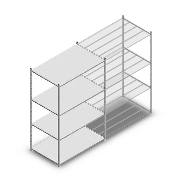 Fachbodenregal Medium Duty 2000x1300x800 mm (hxbxt) 4 Ebenen verzinkt Anfangsregal
