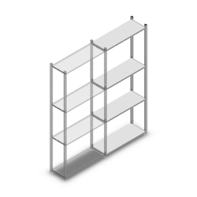 Fachbodenregal Medium Duty 2000x850x300 mm (HxBxT) 4 Ebenen verzinkt Anbauregal