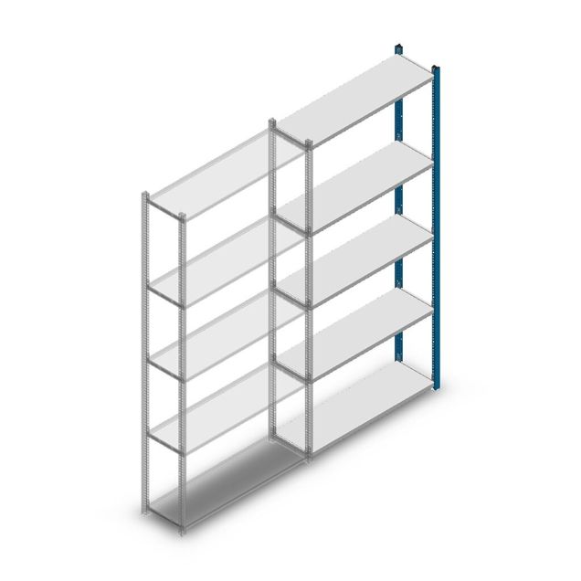 Fachbodenregal Medium Duty 2200x1000x300 mm (HxBxT) 5 Ebenen blau Anbauregal
