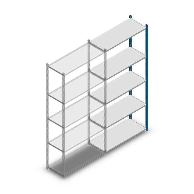 Fachbodenregal Medium Duty 2200x1000x400 mm (HxBxT) 5 Ebenen blau Anbauregal