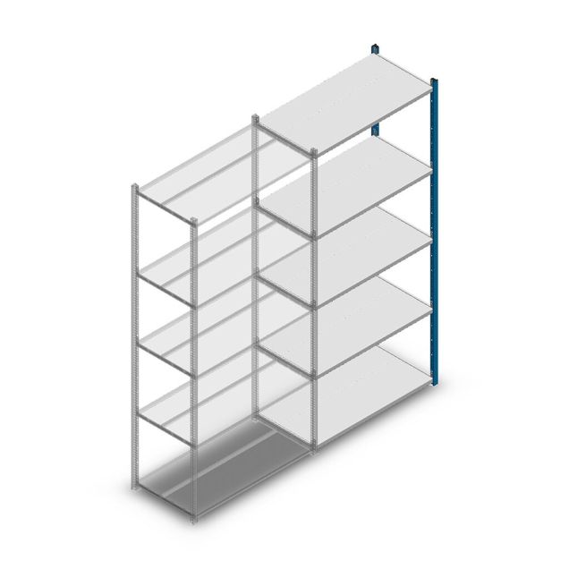 Fachbodenregal Medium Duty 2200x1000x500 mm (HxBxT) 5 Ebenen blau Anbauregal 